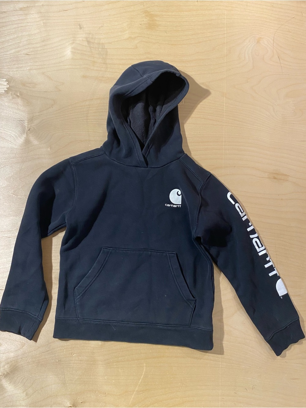 Carhartt Kids Black Logo Hoodie - Pullover Sweatshirt Medium (10-12) (U)